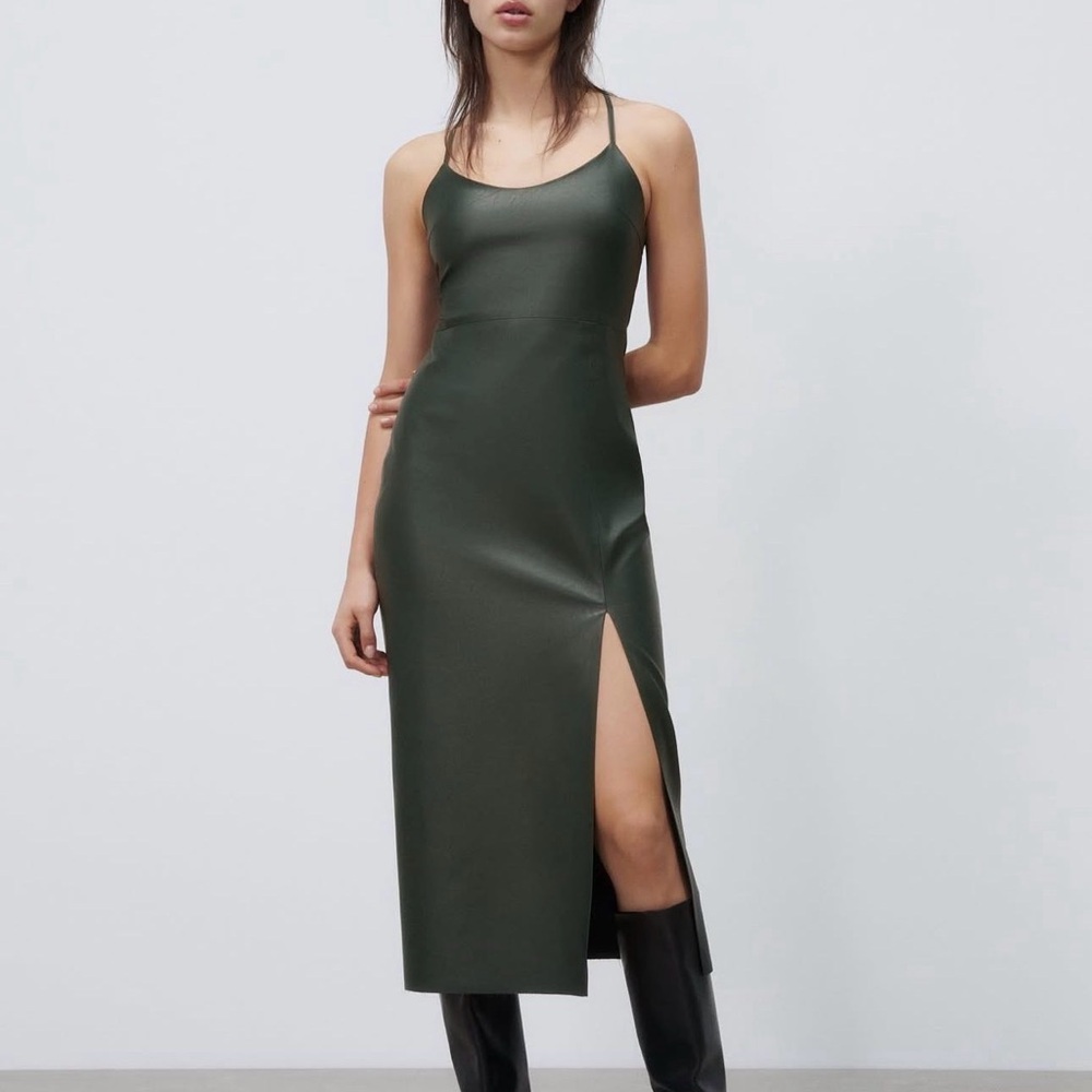Zara Olive Green Midi Dress